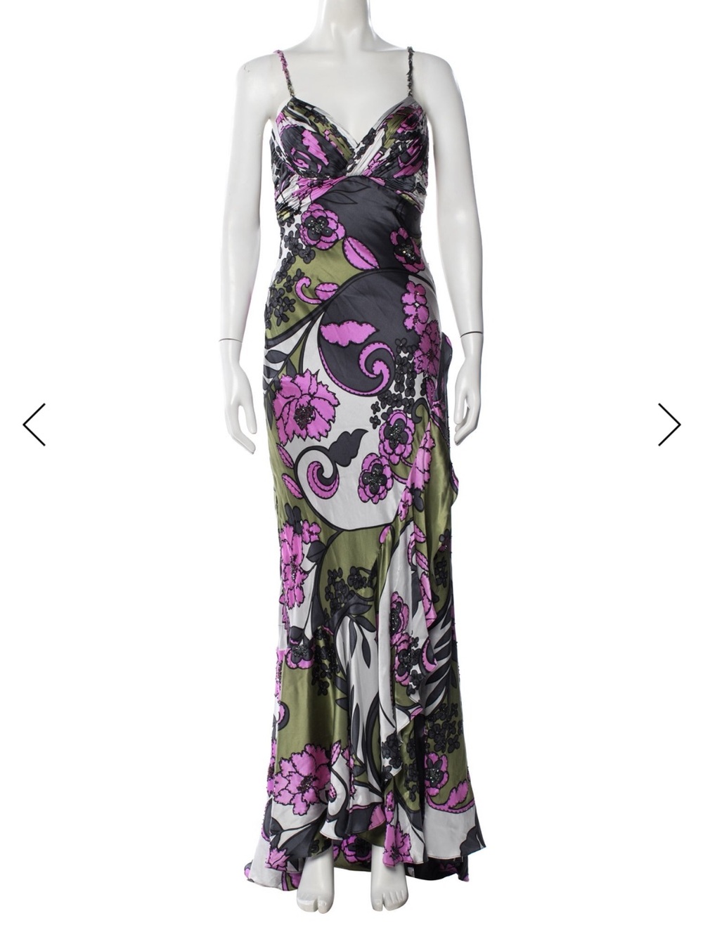 Vintage beaded silk Sue Wong Floral Maxi Dress gown size 6